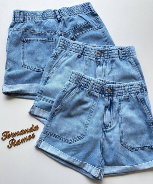 Short Feminino Jeans Claro Laila Clochard com Bolso 095054 - Fernanda Ramos Store