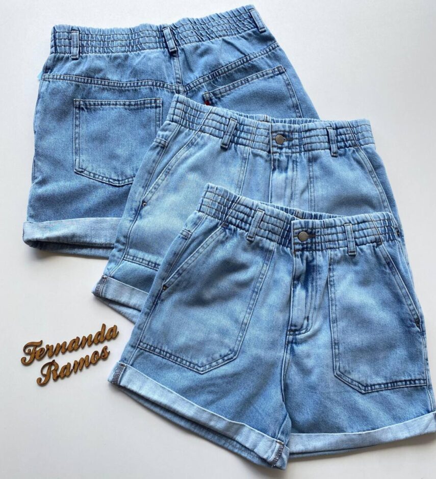 Short Feminino Jeans Claro Laila Clochard com Bolso 095054 - Fernanda Ramos Store