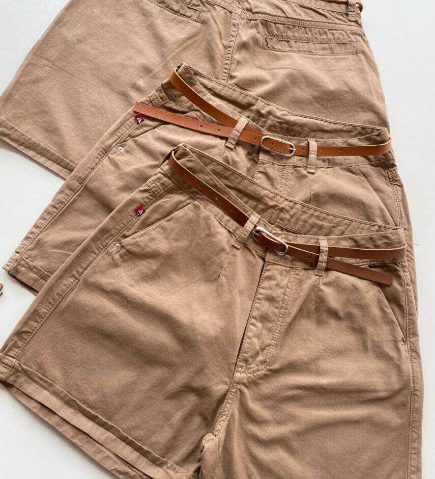 Short Feminino Sarja Melanie com Cinto 094312 Marrom - Fernanda Ramos Store