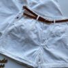 Short Feminino Sarja Melanie com Cinto 094312 Off White - Fernanda Ramos Store