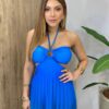 Vestido Feminino Longo Lizzie com Bojo Plissado Abertura e Amarração - Fernanda Ramos Store