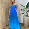 Vestido Feminino Longo Lizzie com Bojo Plissado Abertura e Amarração - Fernanda Ramos Store