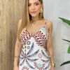 Vestido Longo sem Bojo Alça Regulável com Decote V Estampado - Fernanda Ramos Store