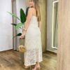 Vestido Midi Anastácia sem Bojo Tricot Modal Detalhe em Flor Nude - Fernanda Ramos Store