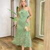 Vestido Midi Anastácia sem Bojo Tricot Modal Detalhe em Flor Verde - Fernanda Ramos Store