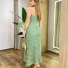 Vestido Midi Anastácia sem Bojo Tricot Modal Detalhe em Flor Verde - Fernanda Ramos Store