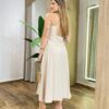 Vestido Midi Eliana com Bojo Detalhe na Alça e Zíper Nude - Fernanda Ramos Store