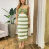 Vestido Midi Natalia sem Bojo Tricot Modal Amarração Verde - Fernanda Ramos Store