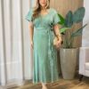 Vestido Midi sem Bojo Tricot Modal Rayon com Amarração Verde Menta - Fernanda Ramos Store