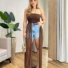 Bata Boho Feminina Tomara Que Caia em Tule Marrom - Fernanda Ramos Store