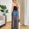 Bata Boho Feminina Tomara Que Caia em Tule Preta - Fernanda Ramos Store