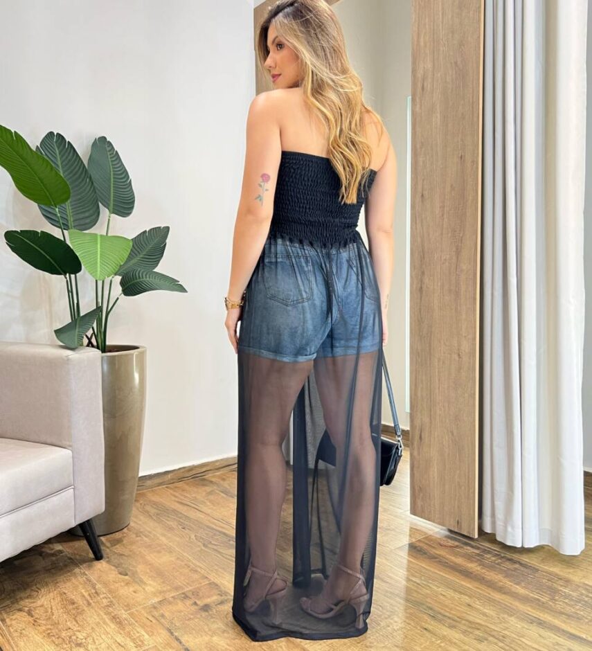 Bata Boho Feminina Tomara Que Caia em Tule Preta - Fernanda Ramos Store