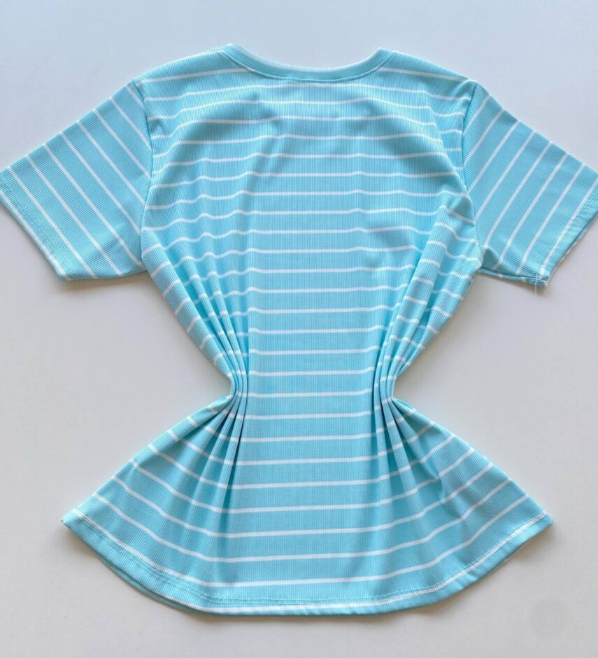 Blusa Feminina Manga Curta Plus Canelada Listrada Verde - Fernanda Ramos Store