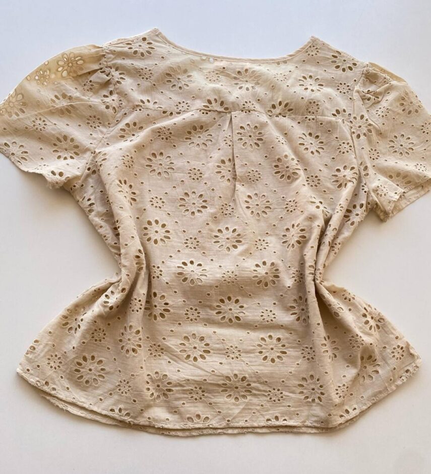 Blusa Feminina Manga Curta Plus em Laise Marfim - Fernanda Ramos Store