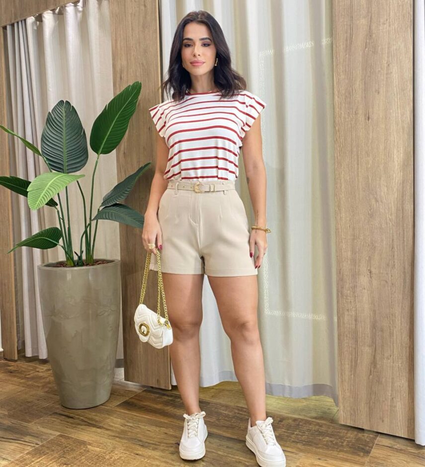 Blusa Feminina Tee Muscle Dudah Listras TerraCota - Fernanda Ramos Store