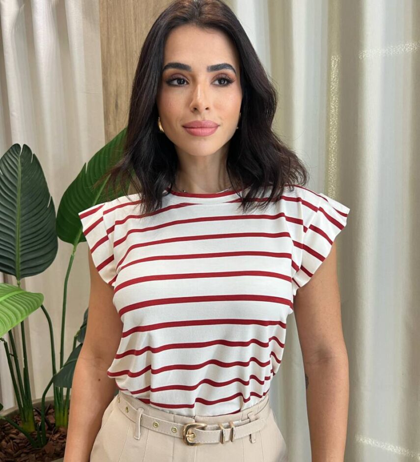 Blusa Feminina Tee Muscle Dudah Listras TerraCota - Fernanda Ramos Store
