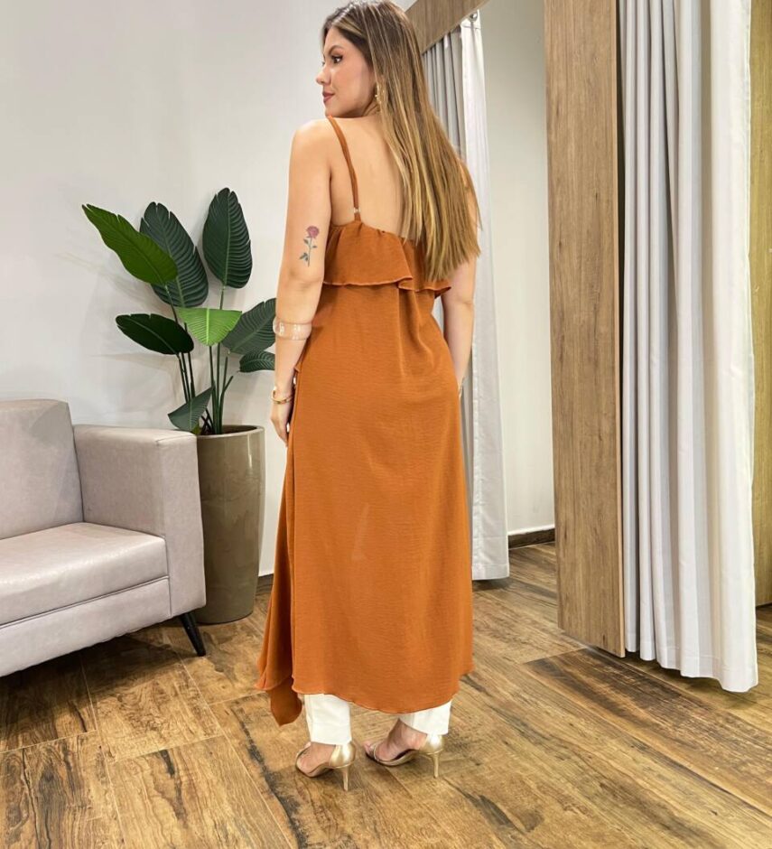 Blusa Max Bata Feminina sem Bojo Alça Regulável Caramelo - Fernanda Ramos Store