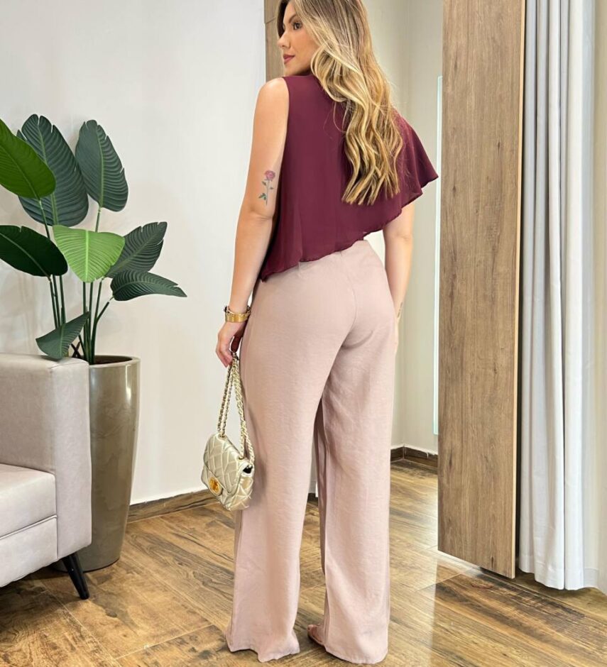 Blusa Regata Feminina  Assimétrica Tília Marsala - Fernanda Ramos Store