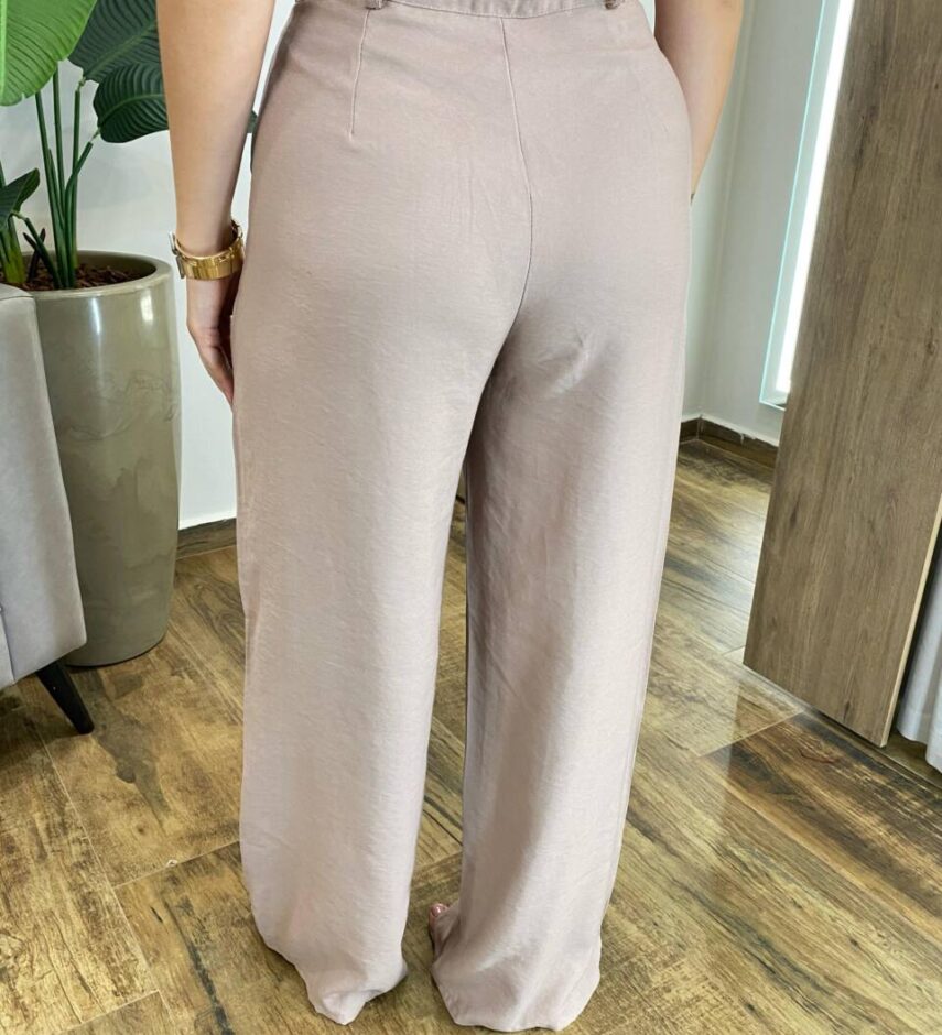 Calça Feminina Alfaiataria Pantalona Aurora Caqui - Fernanda Ramos Store
