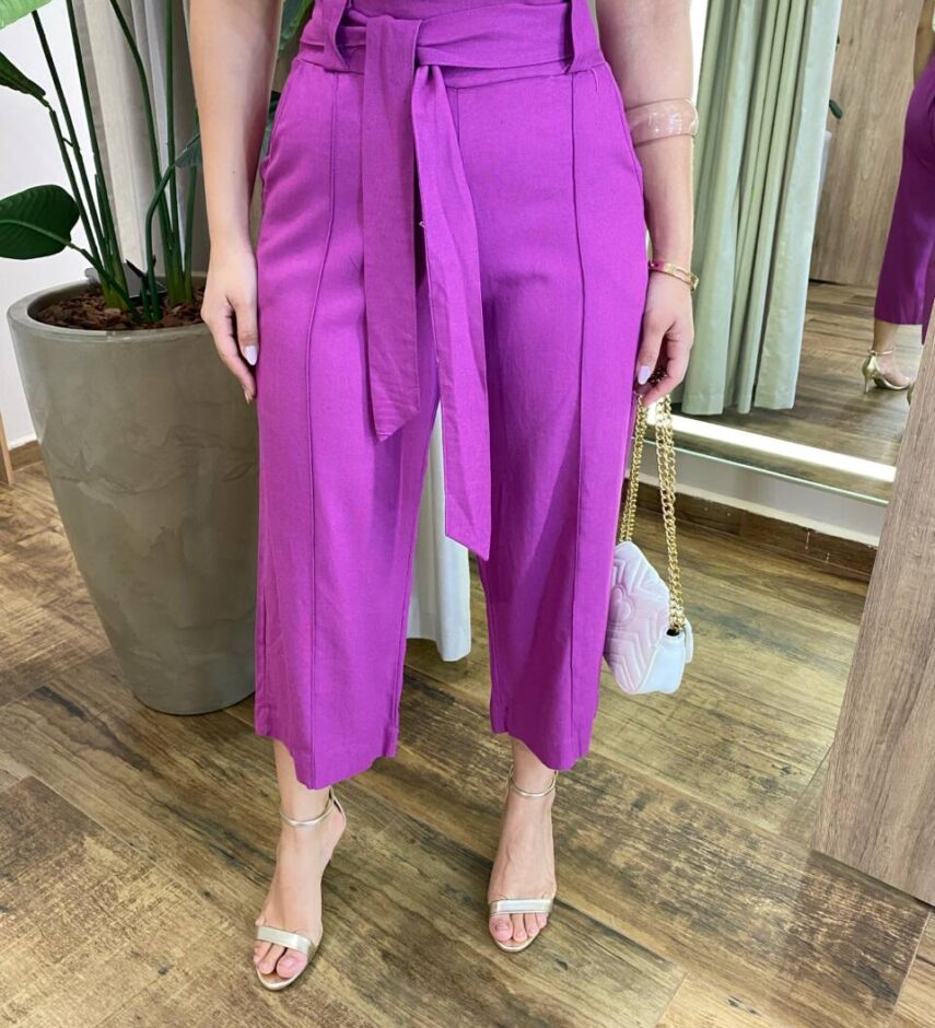 Calça Feminina Pantacourt com Amarração Fúcsia - Fernanda Ramos Store