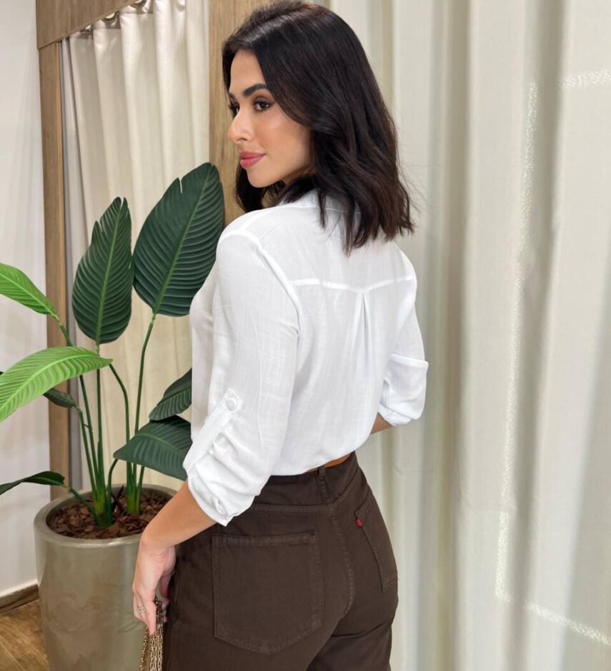 Camisa Feminina Social Básica Ana Manga Longa Branca - Fernanda Ramos Store
