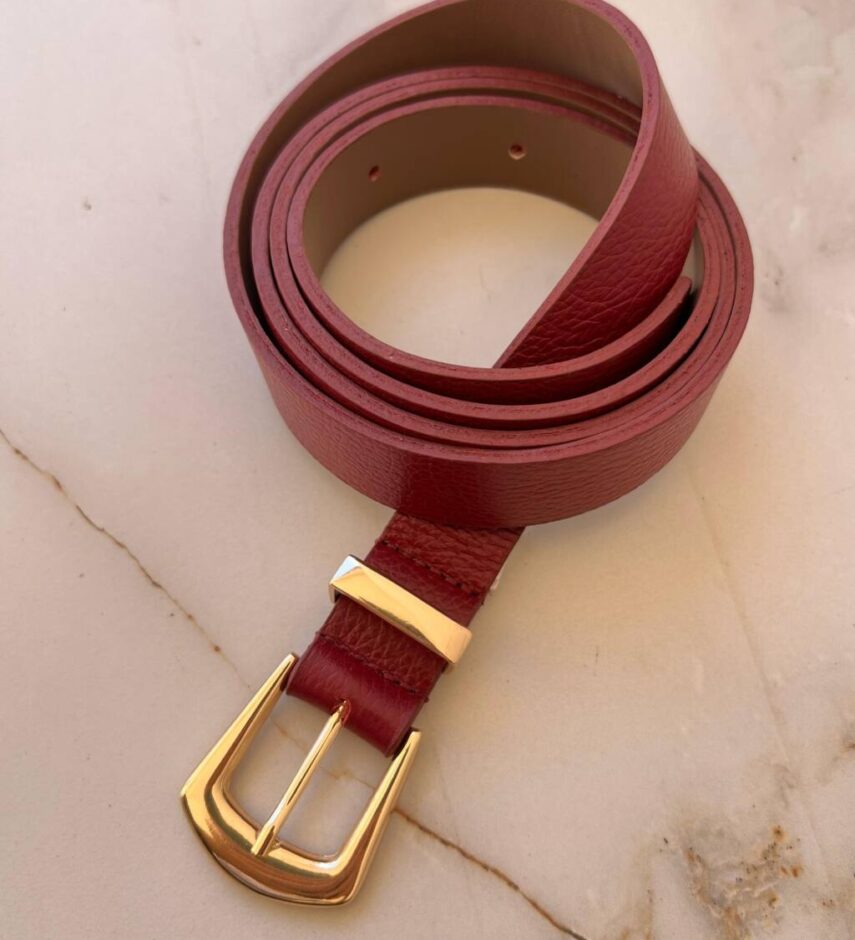 Cinto Feminino Deise Marsala Casual com Fivela Dourada - Fernanda Ramos Store