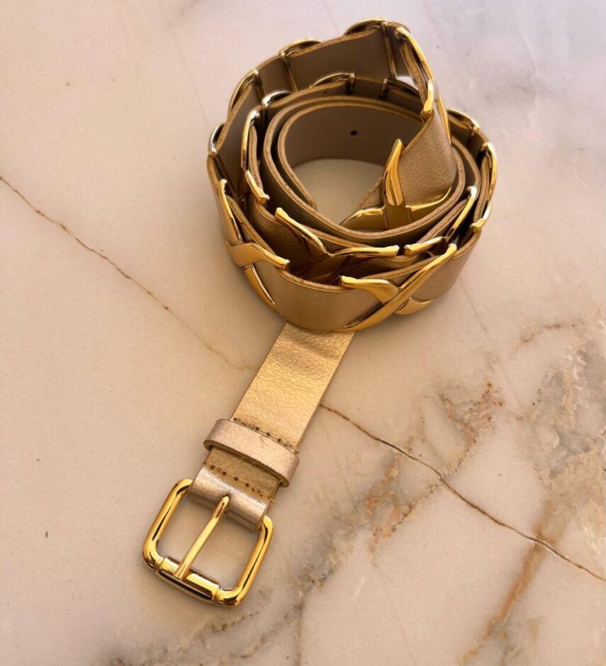 Cinto Feminino Holográfico com Detalhes Dourado - Fernanda Ramos Store