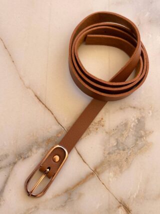Cinto Feminino Julia Caramelo Fivela Oval Cobre - Fernanda Ramos Store