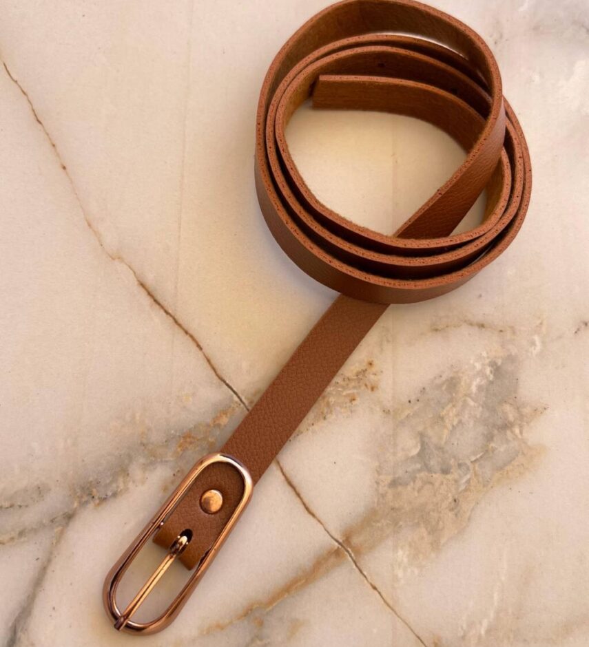 Cinto Feminino Julia Caramelo Fivela Oval Cobre - Fernanda Ramos Store