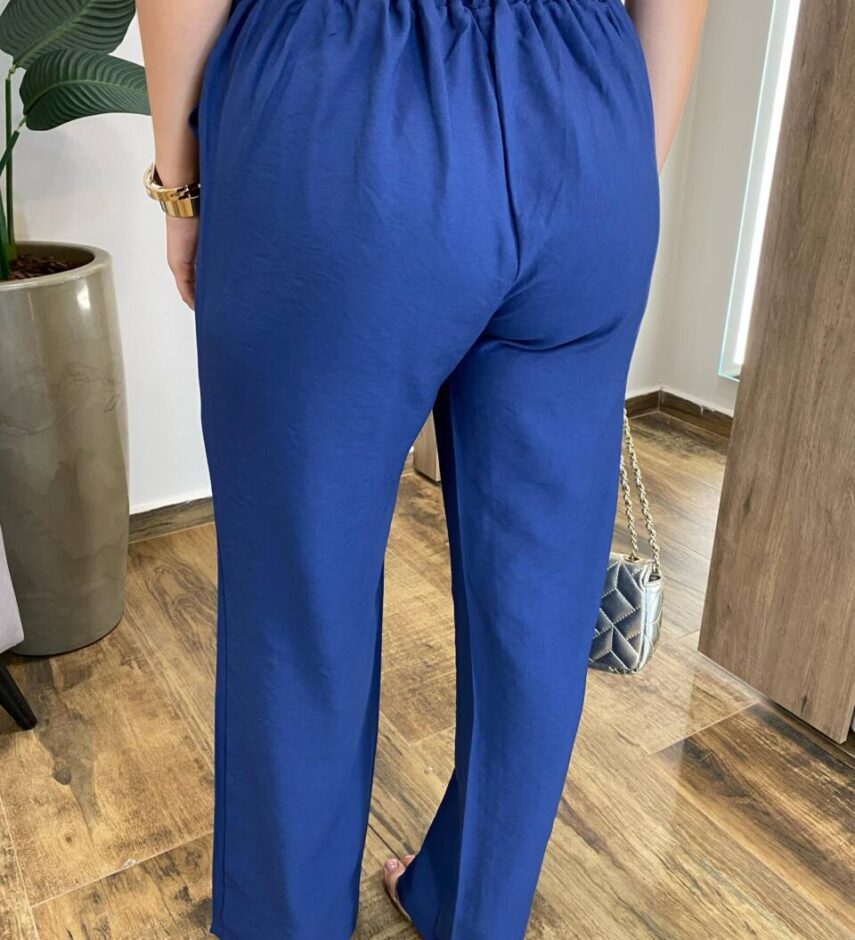Conjunto Feminino Bata Mullet com Bojo e Calça Boho Azul Marinho - Fernanda Ramos Store
