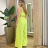 Conjunto Feminino Cropped e Calça com Amarração Frontal Verde Lima - Fernanda Ramos Store