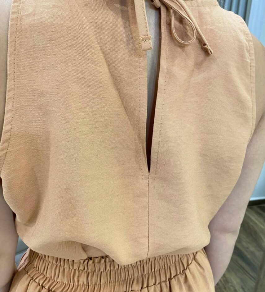 Conjunto Feminino Marina Regata e Calça Pantalona com Zíper Bege - Fernanda Ramos Store
