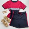 Conjunto Feminino Plus Blusa Manga Curta e Short Moletinho Vinho - Fernanda Ramos Store