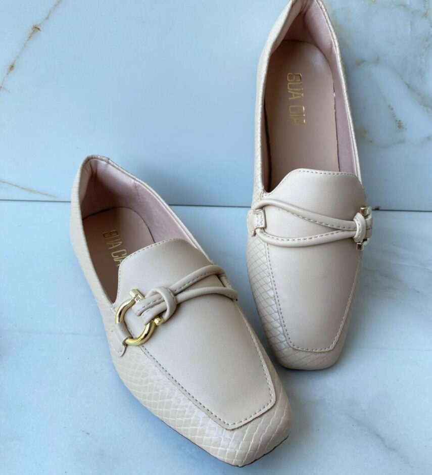 Mocassim Feminino Detalhe em Nó Nude - Fernanda Ramos Store