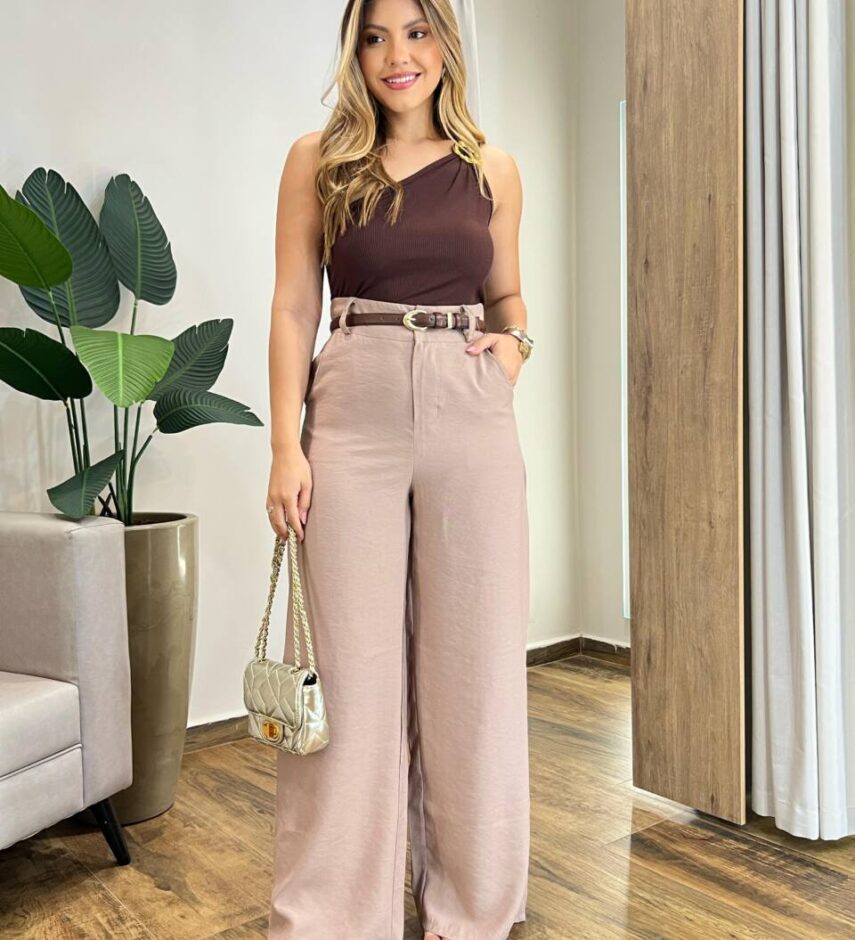 Regata Feminina Canelada Isis Nula Manga com Argola Marrom - Fernanda Ramos Store