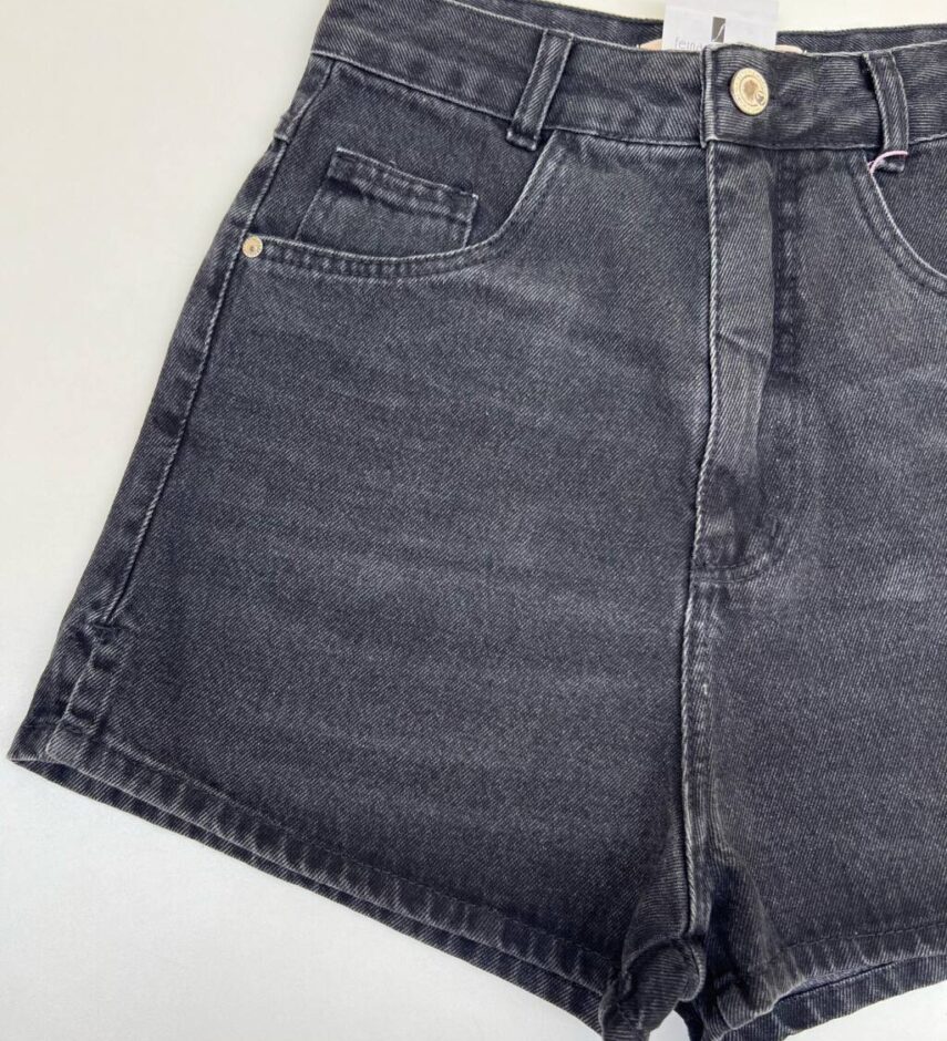 Short Feminino Jeans Preto Marmorizado - Fernanda Ramos Store