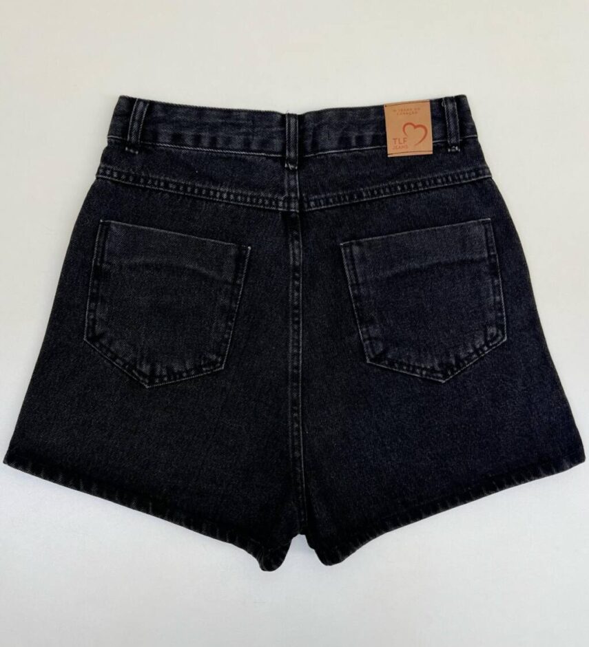 Short Feminino Jeans Preto Marmorizado - Fernanda Ramos Store