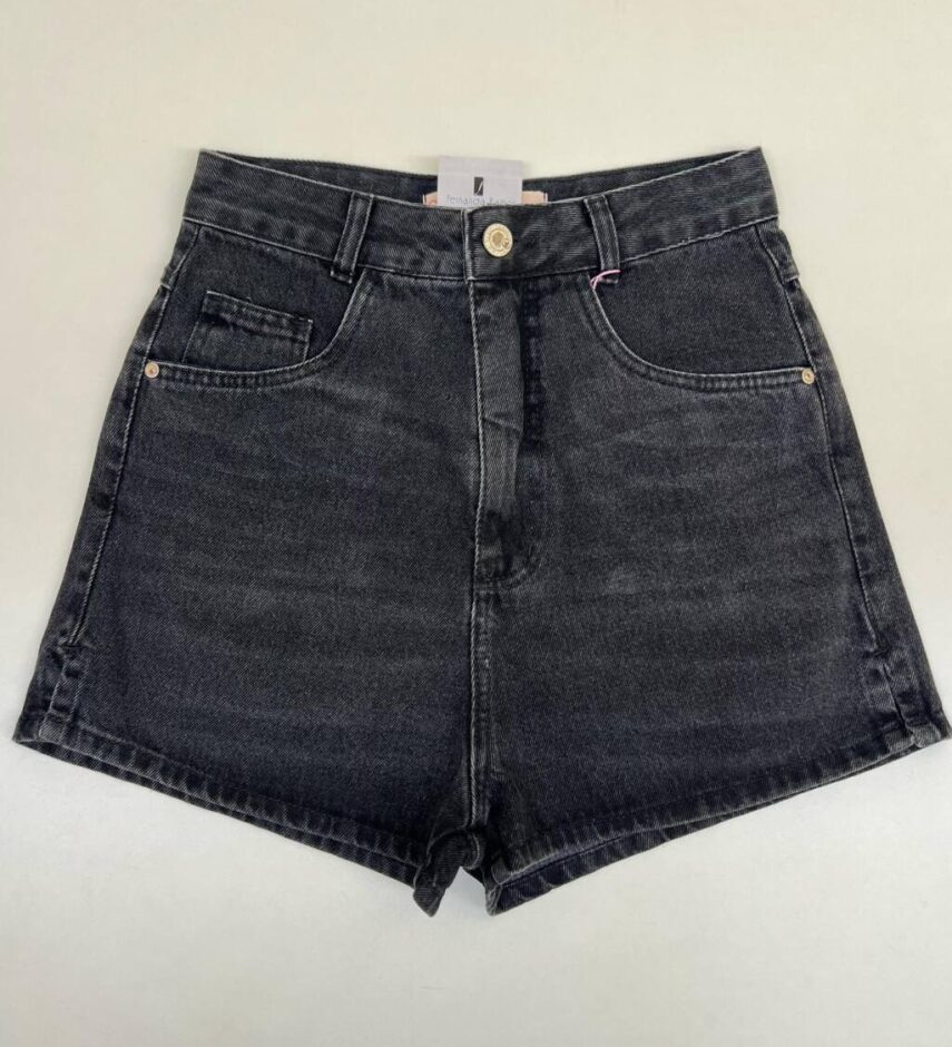 Short Feminino Jeans Preto Marmorizado - Fernanda Ramos Store