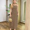 Vestido Feminino Longo Sávia sem Bojo Amarração Animal Print - Fernanda Ramos Store