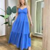 Vestido Feminino Longo Serena sem Bojo Alça Regulável Azul - Fernanda Ramos Store