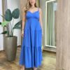 Vestido Feminino Longo Serena sem Bojo Alça Regulável Azul - Fernanda Ramos Store