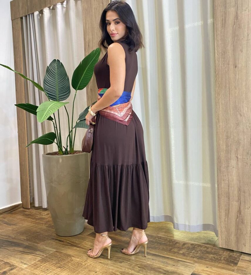 Vestido Longo Niky sem Bojo Malha Marrom - Fernanda Ramos Store