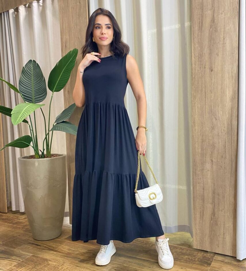 Vestido Longo Niky sem Bojo Malha Preto - Fernanda Ramos Store