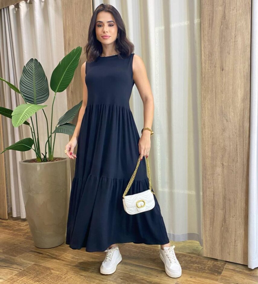 Vestido Longo Niky sem Bojo Malha Preto - Fernanda Ramos Store