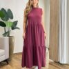 Vestido Longo Zury sem Bojo Comfort Cavado Marsala - Fernanda Ramos Store