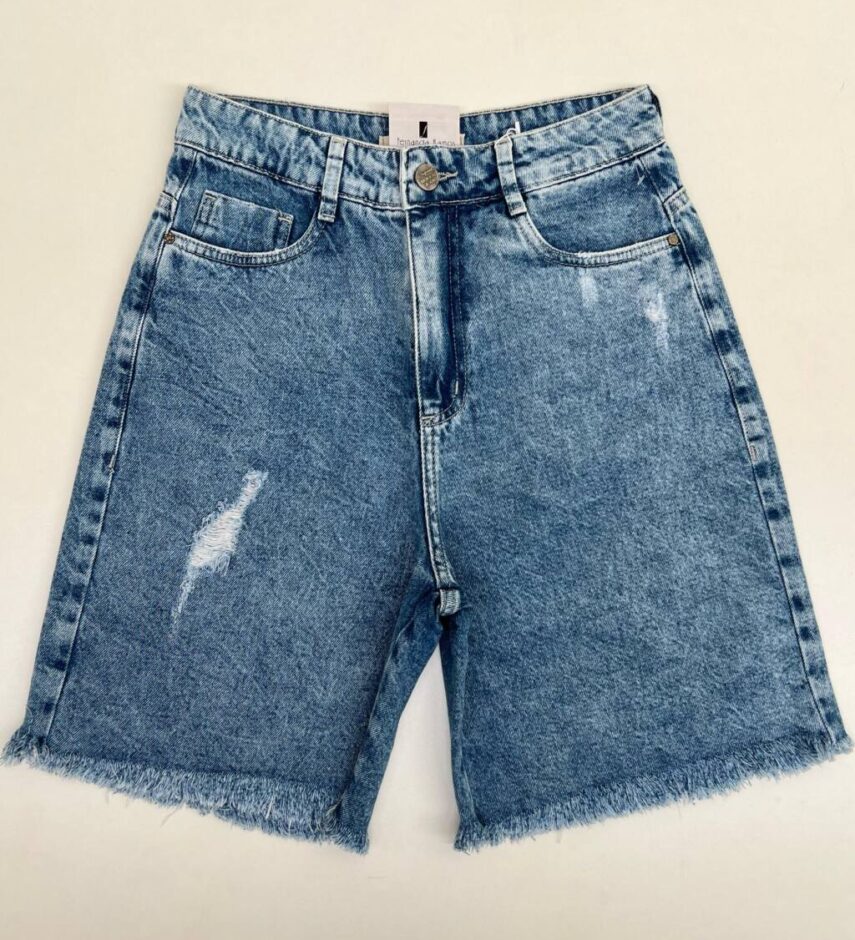 Bermuda Feminina Jorts Jeans Marmorizado 55251 - Fernanda Ramos Store