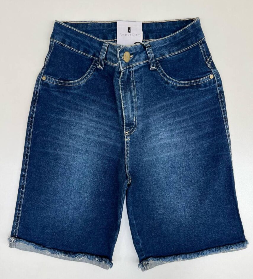Bermuda Feminina Maira Jeans Escuro com Bolsos - Fernanda Ramos Store