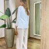 Blazer Feminino Boss Alfaiataria Manga Longa Bolso Falso Branco - Fernanda Ramos Store