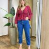 Blusa Bata Feminina com Bojo Manga Longa e Amarração Vinho - Fernanda Ramos Store