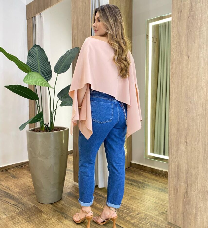 Blusa Bata Feminina com Cropped Assimétrica Rose - Fernanda Ramos Store